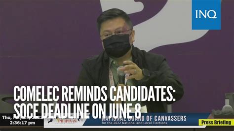 soce meaning in tagalog|Comelec reminds candidates: SOCE deadline on June 8.